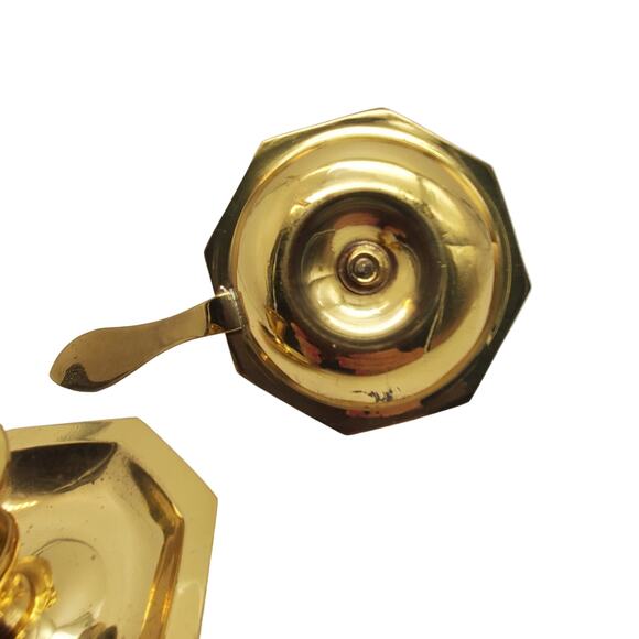 2 Brass Candlestick Holders Handle Tray 6" Vintage Chambersticks Candleholders - Picture 10 of 12